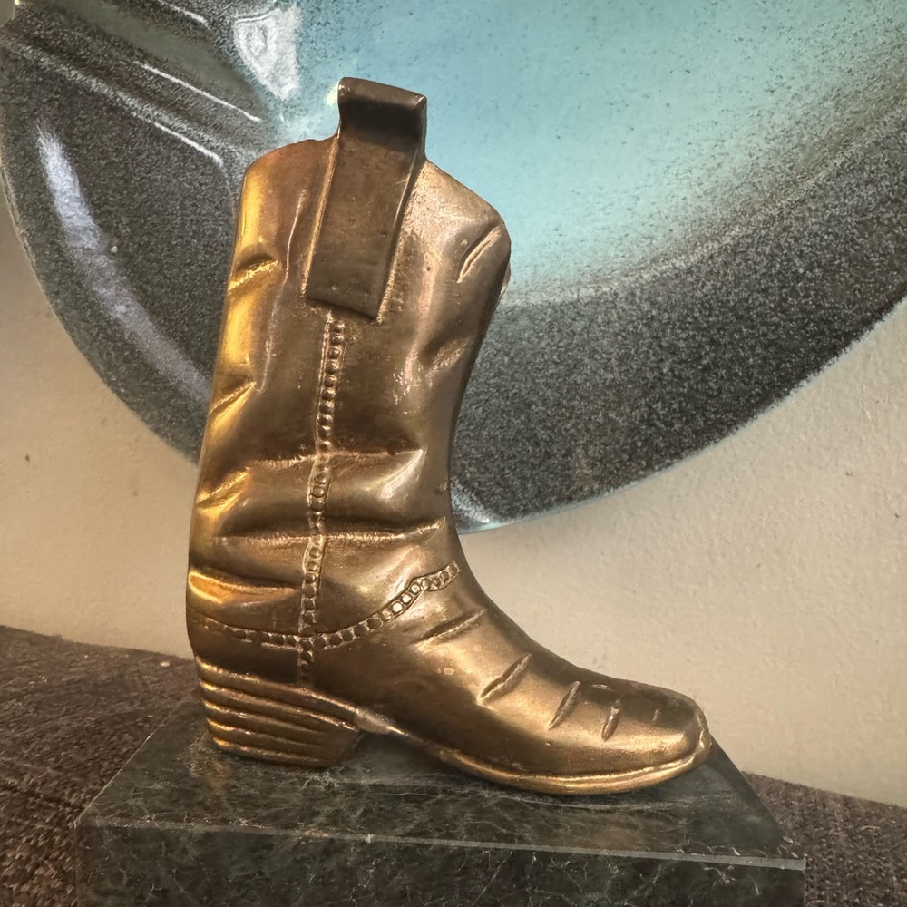Vintage brass Cowboy Boot Sculpture